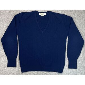 Braemar Vintage 100% Lambswool Men's Blue V-neck Long Sleeve Sweater‎ Size 42